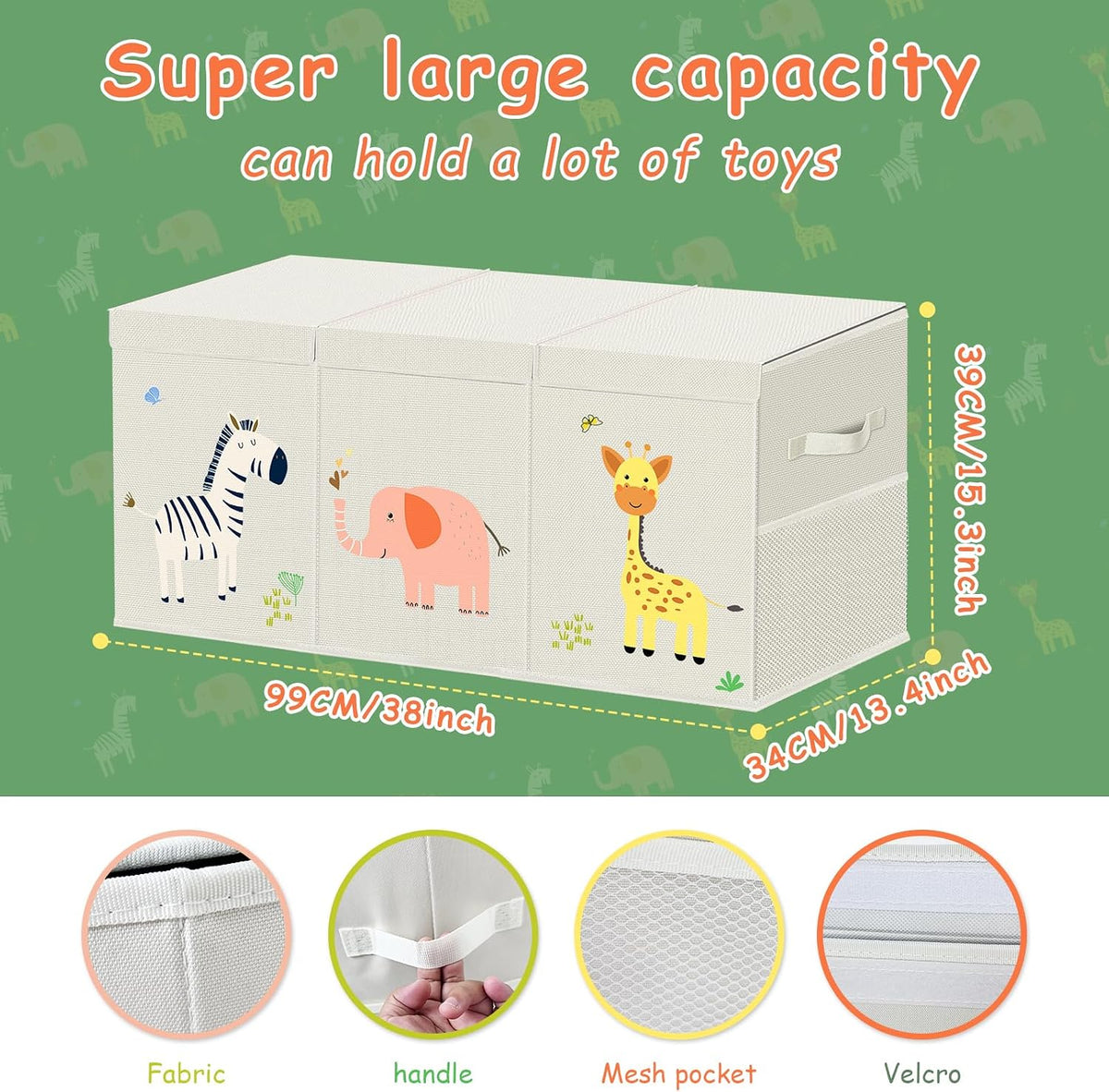 Toy Box Storage for Kids, Extra Large Collapsible Organizer with Lid