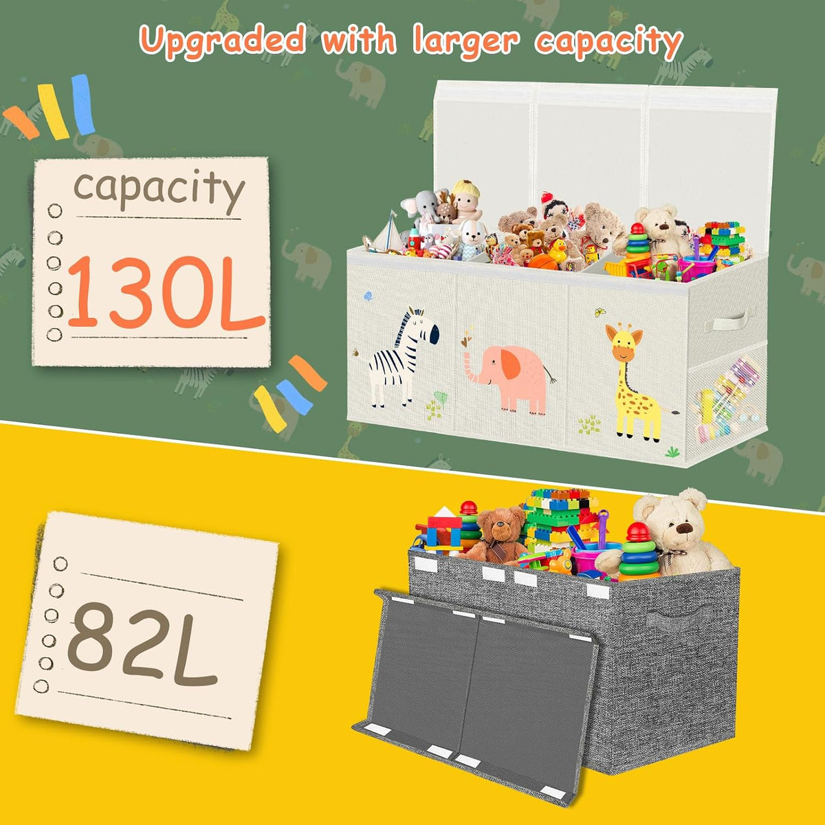 Toy Box Storage for Kids, Extra Large Collapsible Organizer with Lid
