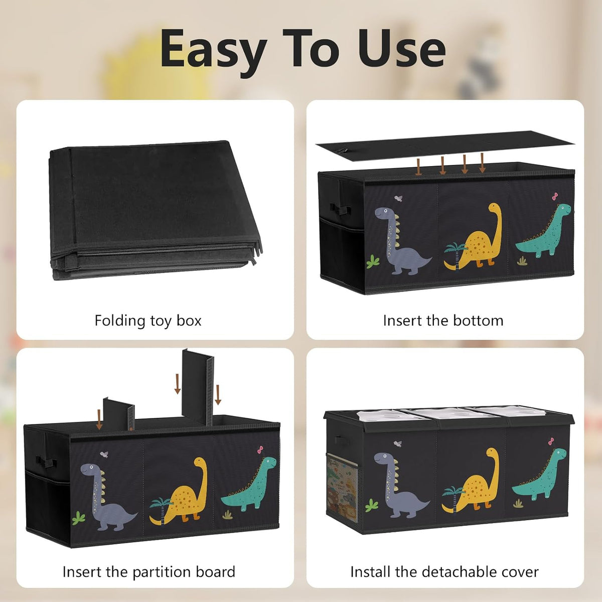 Toy Box Storage for Kids, Extra Large Collapsible Organizer with Lid