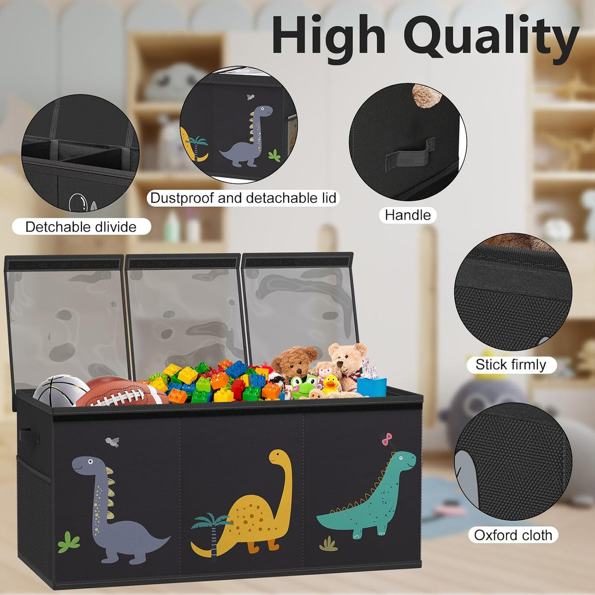 Toy Box Storage for Kids, Extra Large Collapsible Organizer with Lid