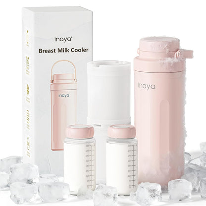 22oz Portable Breast Milk Cooler, 24H Breastmilk Chiller with 2 Storage Bottles, Travel Milk Cooler for Work, Leakproof Milk Storage Container for Pumping and Breastfeeding Moms, Mint Blue