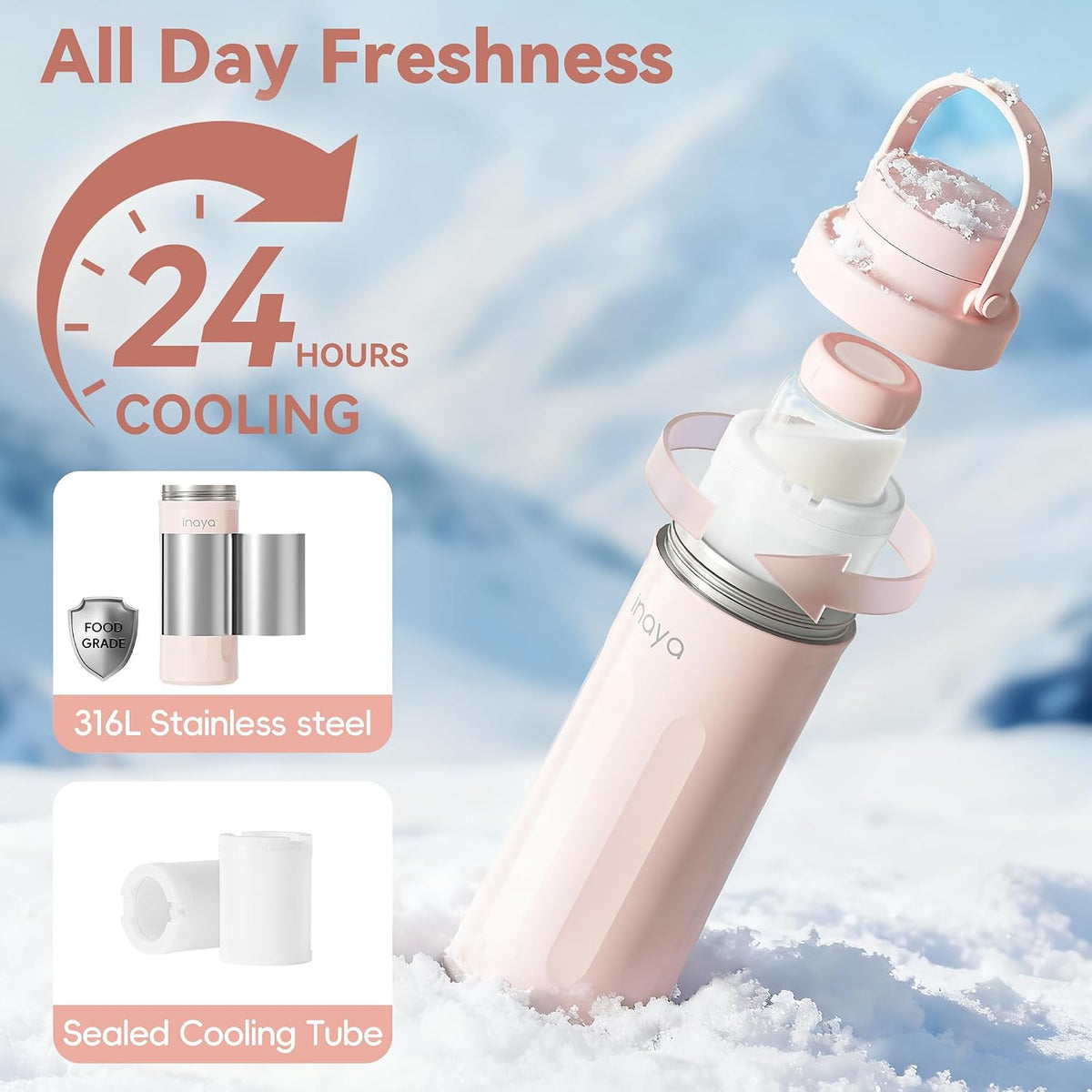 22oz Portable Breast Milk Cooler, 24H Breastmilk Chiller with 2 Storage Bottles, Travel Milk Cooler for Work, Leakproof Milk Storage Container for Pumping and Breastfeeding Moms, Mint Blue