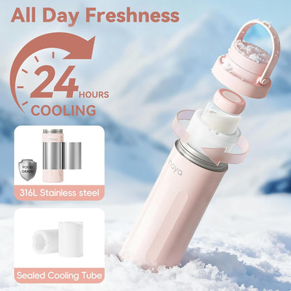 22oz Portable Breast Milk Cooler, 24H Breastmilk Chiller with 2 Storage Bottles, Travel Milk Cooler for Work, Leakproof Milk Storage Container for Pumping and Breastfeeding Moms, Mint Blue