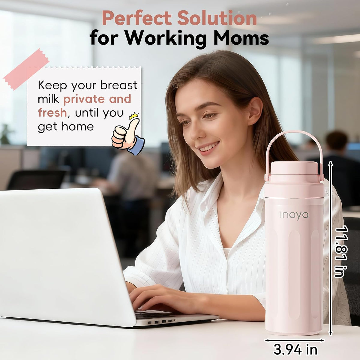 22oz Portable Breast Milk Cooler, 24H Breastmilk Chiller with 2 Storage Bottles, Travel Milk Cooler for Work, Leakproof Milk Storage Container for Pumping and Breastfeeding Moms, Mint Blue