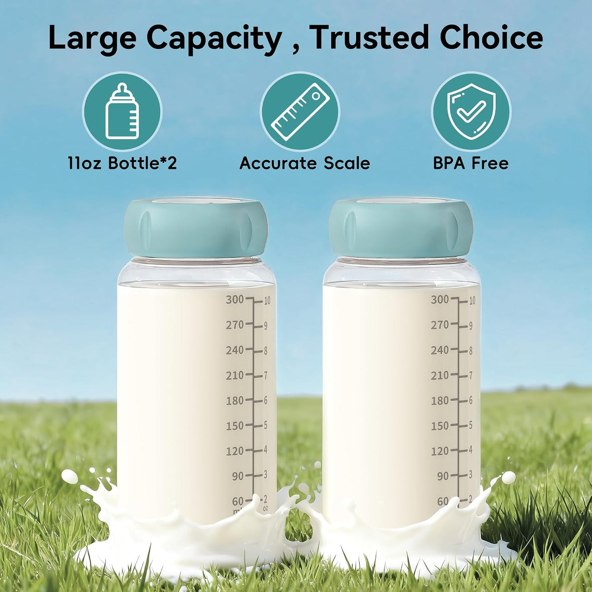 22oz Portable Breast Milk Cooler, 24H Breastmilk Chiller with 2 Storage Bottles, Travel Milk Cooler for Work, Leakproof Milk Storage Container for Pumping and Breastfeeding Moms, Mint Blue