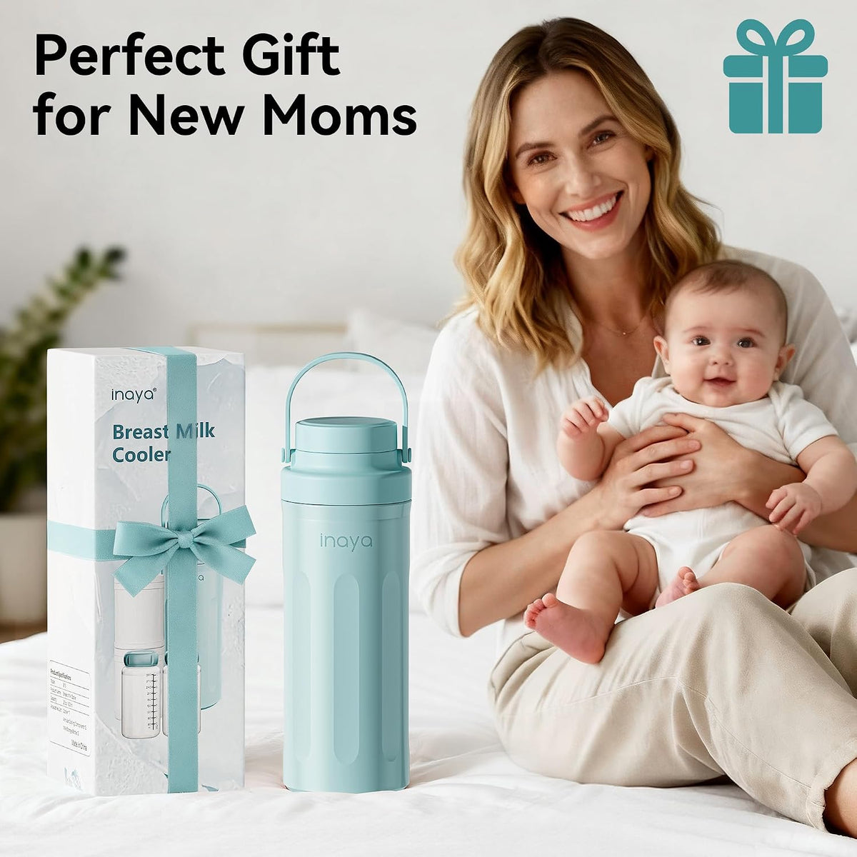22oz Portable Breast Milk Cooler, 24H Breastmilk Chiller with 2 Storage Bottles, Travel Milk Cooler for Work, Leakproof Milk Storage Container for Pumping and Breastfeeding Moms, Mint Blue