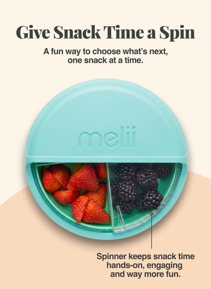 Spin Snack Container | 3-Compartment Rotating Snack Box with Sliding Window, BPA-Free, Dishwasher Safe, Portable Snack Container for Kids Ages 3+ (Blue)