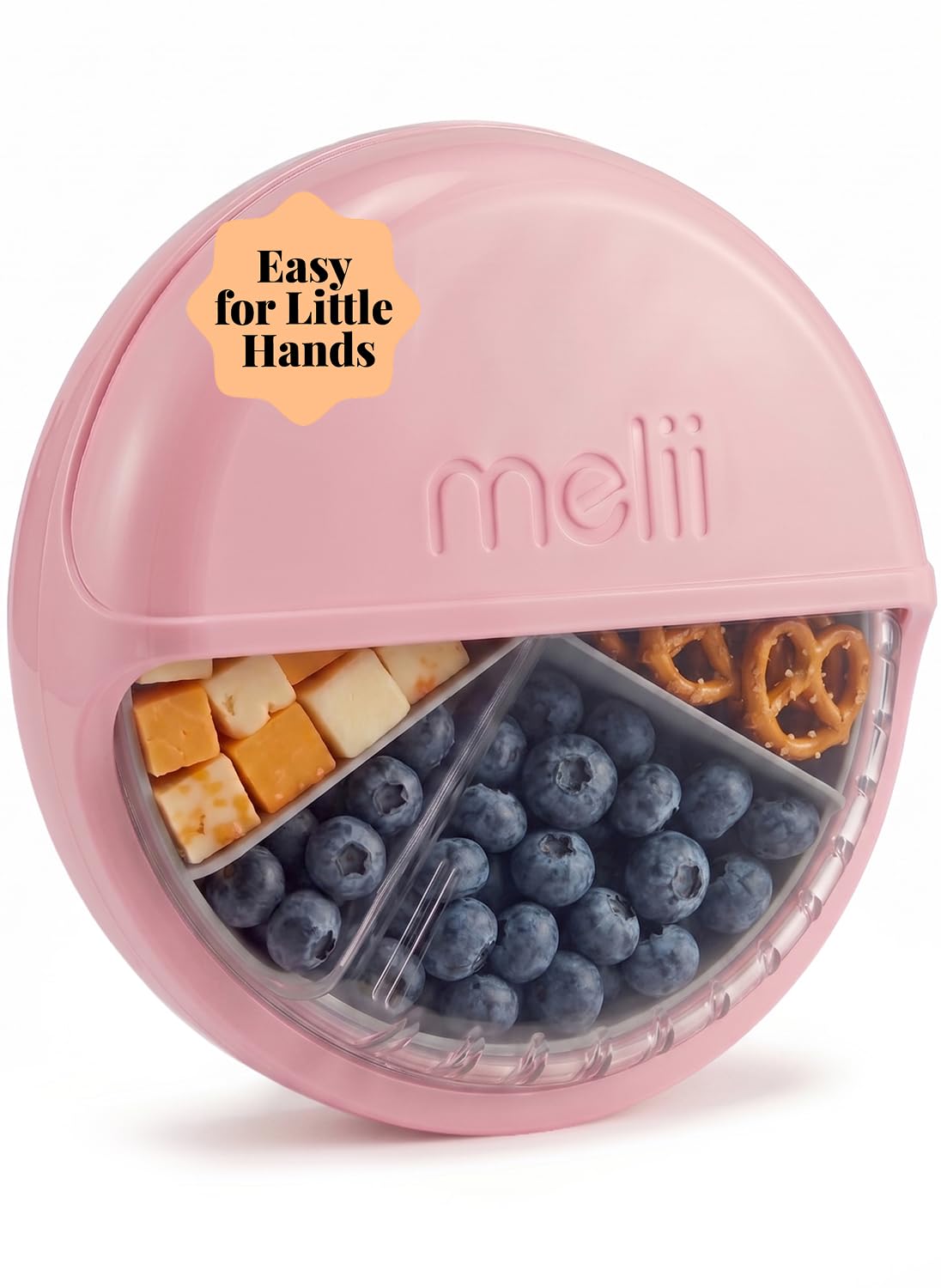 Spin Snack Container | 3-Compartment Rotating Snack Box with Sliding Window, BPA-Free, Dishwasher Safe, Portable Snack Container for Kids Ages 3+ (Blue)