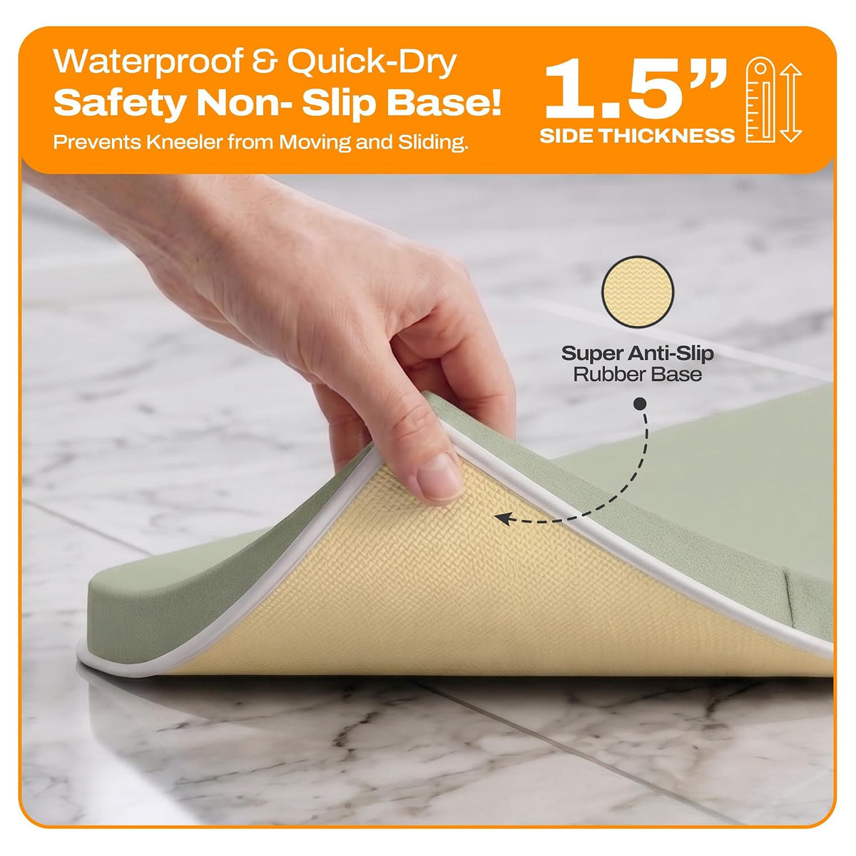 Bath Kneeler and Elbow Rest Pad Set-Baby Bath Kneeler with 1.5'' Comfortable Thick Memory Foam, Non-Slip Knee & Arm Support for Baby Bath Time,Foldable Bath Mat for Baby Storage Pockets