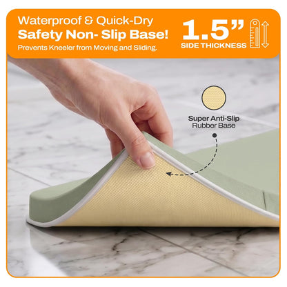 Bath Kneeler and Elbow Rest Pad Set-Baby Bath Kneeler with 1.5'' Comfortable Thick Memory Foam, Non-Slip Knee & Arm Support for Baby Bath Time,Foldable Bath Mat for Baby Storage Pockets