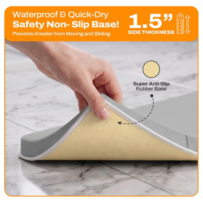 Bath Kneeler and Elbow Rest Pad Set-Baby Bath Kneeler with 1.5'' Comfortable Thick Memory Foam, Non-Slip Knee & Arm Support for Baby Bath Time,Foldable Bath Mat for Baby Storage Pockets