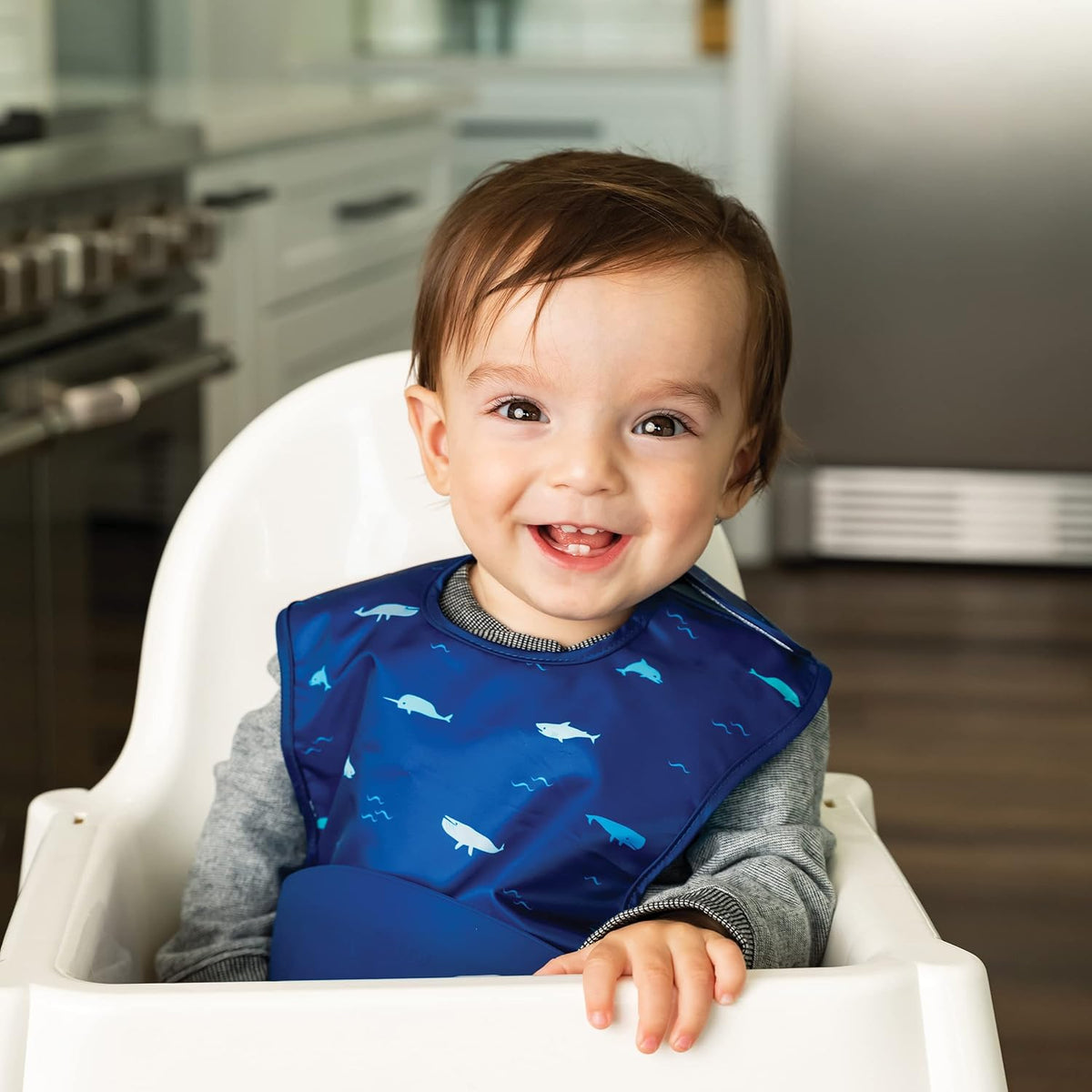 Silicone Pocket Bibs - Waterproof, Food Catching, Mess-Proof Bibs for 6-24 Months Baby Boy and Girl, Toddlers