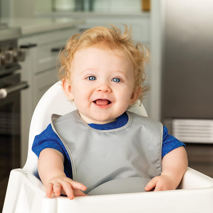 Silicone Pocket Bibs - Waterproof, Food Catching, Mess-Proof Bibs for 6-24 Months Baby Boy and Girl, Toddlers