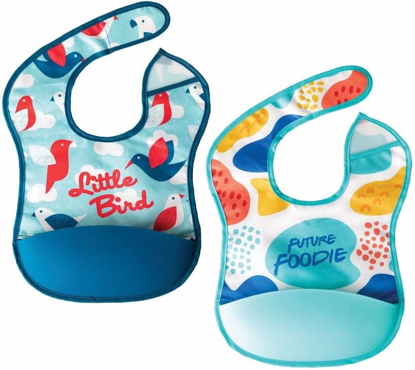 Silicone Pocket Bibs - Waterproof, Food Catching, Mess-Proof Bibs for 6-24 Months Baby Boy and Girl, Toddlers