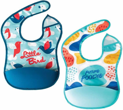 Silicone Pocket Bibs - Waterproof, Food Catching, Mess-Proof Bibs for 6-24 Months Baby Boy and Girl, Toddlers