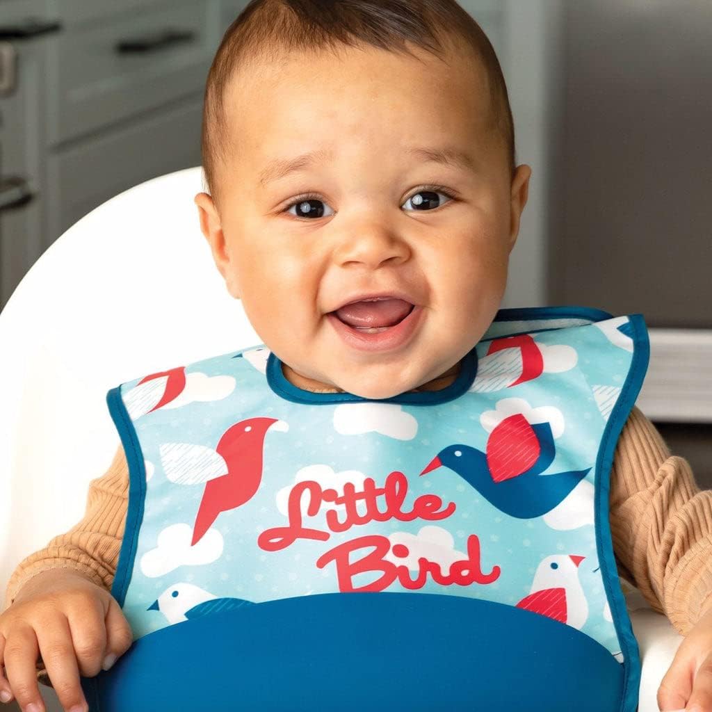 Silicone Pocket Bibs - Waterproof, Food Catching, Mess-Proof Bibs for 6-24 Months Baby Boy and Girl, Toddlers