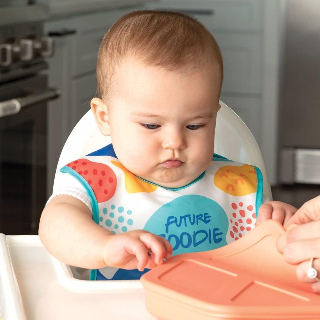 Silicone Pocket Bibs - Waterproof, Food Catching, Mess-Proof Bibs for 6-24 Months Baby Boy and Girl, Toddlers