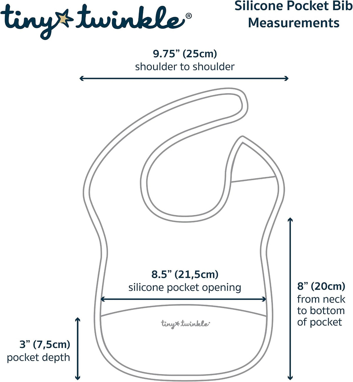Silicone Pocket Bibs - Waterproof, Food Catching, Mess-Proof Bibs for 6-24 Months Baby Boy and Girl, Toddlers