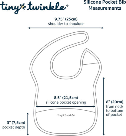 Silicone Pocket Bibs - Waterproof, Food Catching, Mess-Proof Bibs for 6-24 Months Baby Boy and Girl, Toddlers