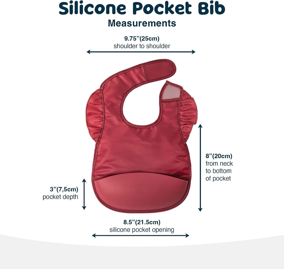 Silicone Pocket Bibs - Waterproof, Food Catching, Mess-Proof Bibs for 6-24 Months Baby Boy and Girl, Toddlers