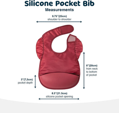 Silicone Pocket Bibs - Waterproof, Food Catching, Mess-Proof Bibs for 6-24 Months Baby Boy and Girl, Toddlers