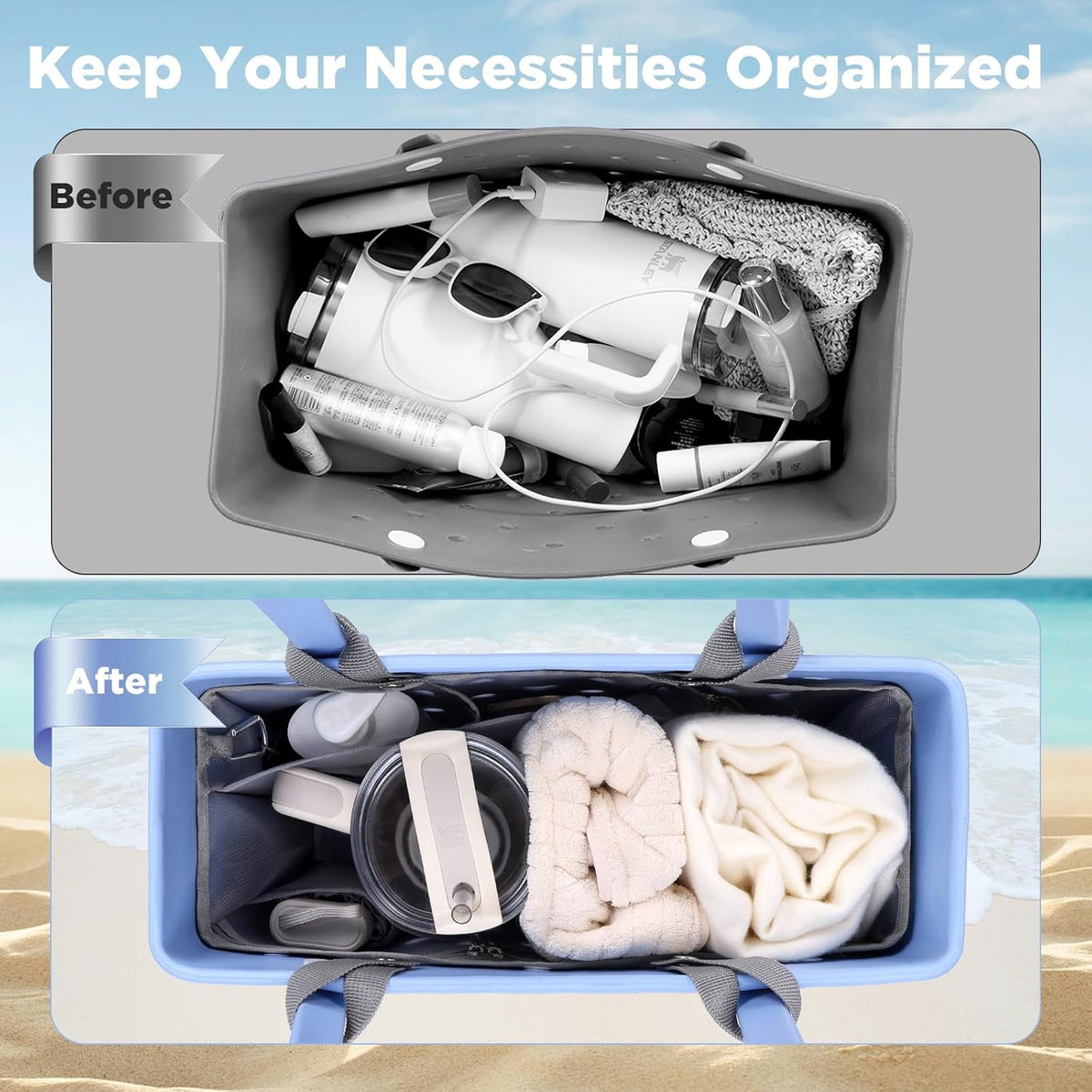 Beach Bag Organizer Insert Divider for Baby Bogg Bags Beach Tote
