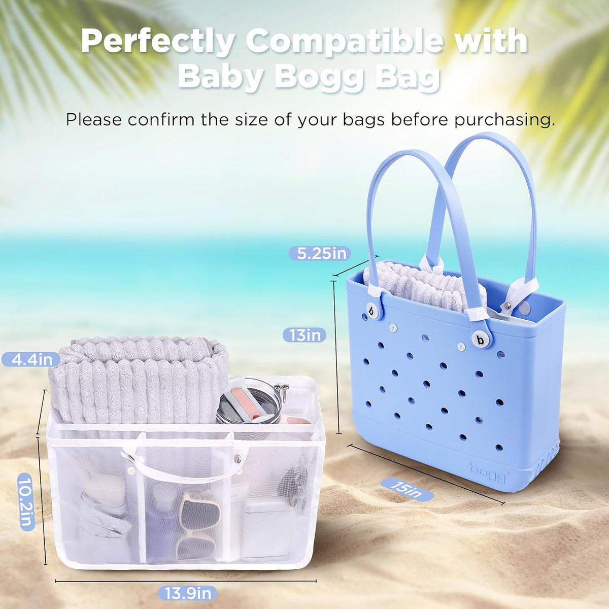 Beach Bag Organizer Insert Divider for Baby Bogg Bags Beach Tote