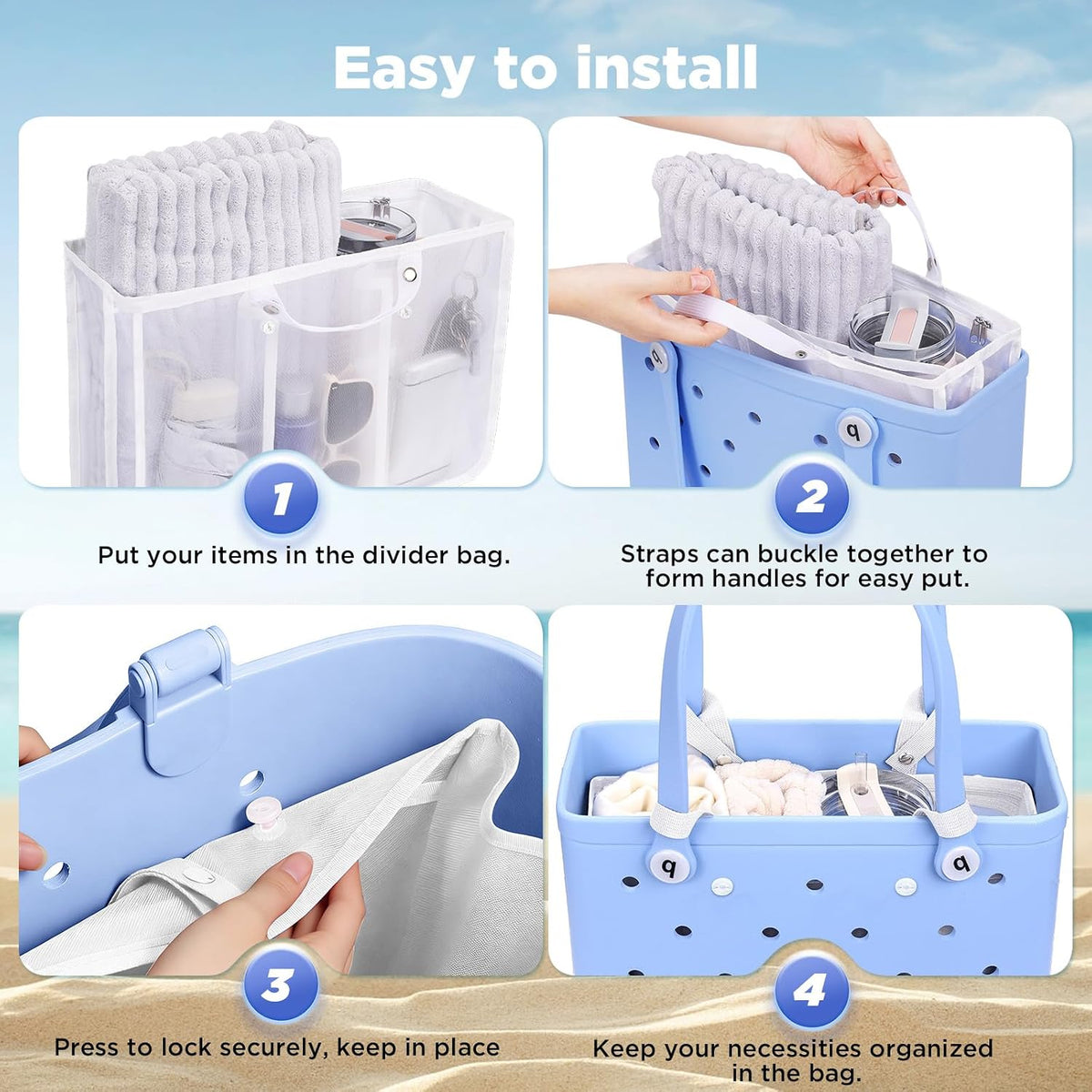 Beach Bag Organizer Insert Divider for Baby Bogg Bags Beach Tote