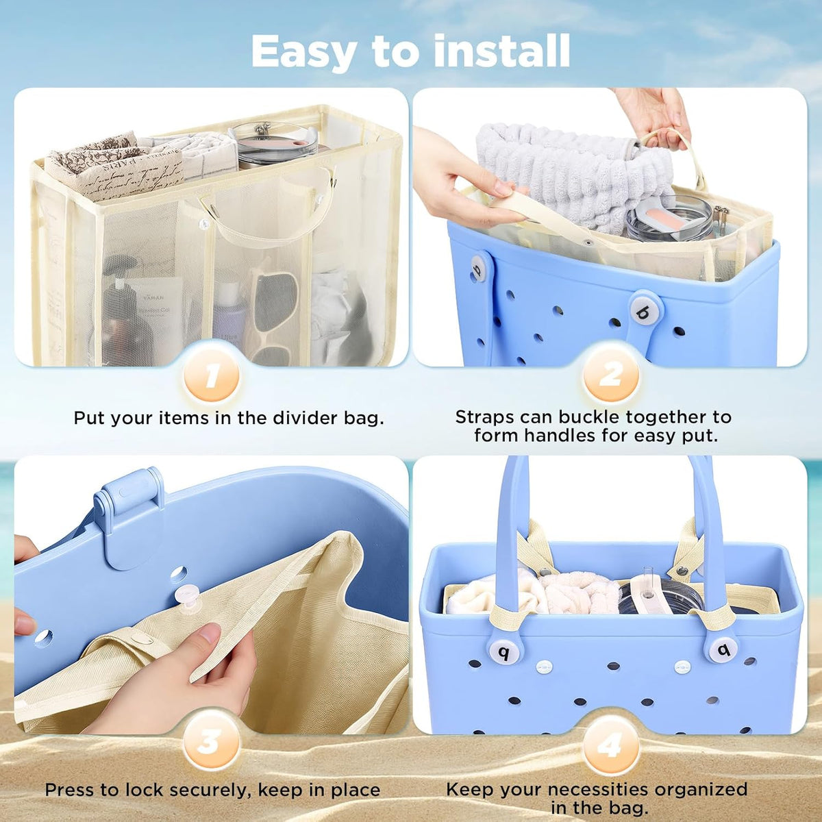 Beach Bag Organizer Insert Divider for Baby Bogg Bags Beach Tote