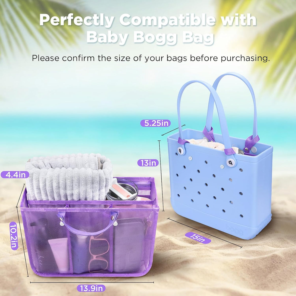 Beach Bag Organizer Insert Divider for Baby Bogg Bags Beach Tote