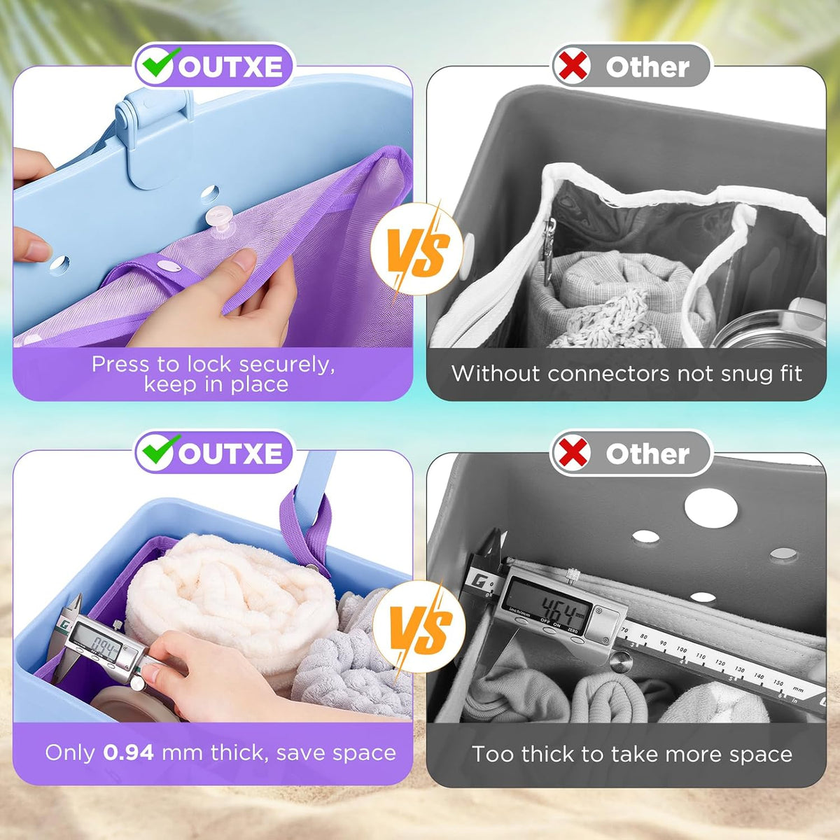 Beach Bag Organizer Insert Divider for Baby Bogg Bags Beach Tote