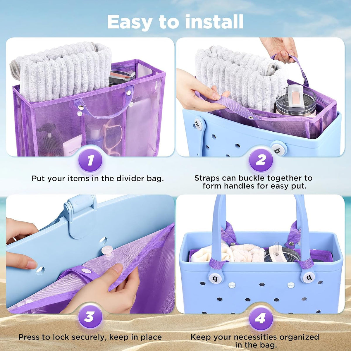 Beach Bag Organizer Insert Divider for Baby Bogg Bags Beach Tote