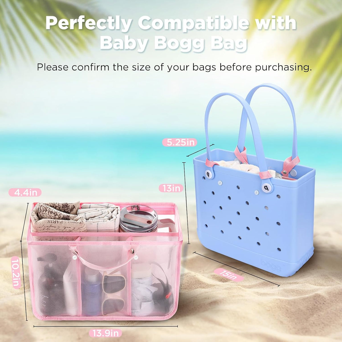 Beach Bag Organizer Insert Divider for Baby Bogg Bags Beach Tote
