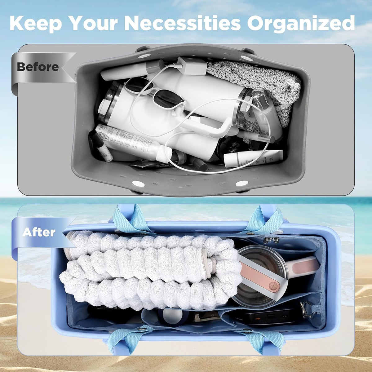 Beach Bag Organizer Insert Divider for Baby Bogg Bags Beach Tote