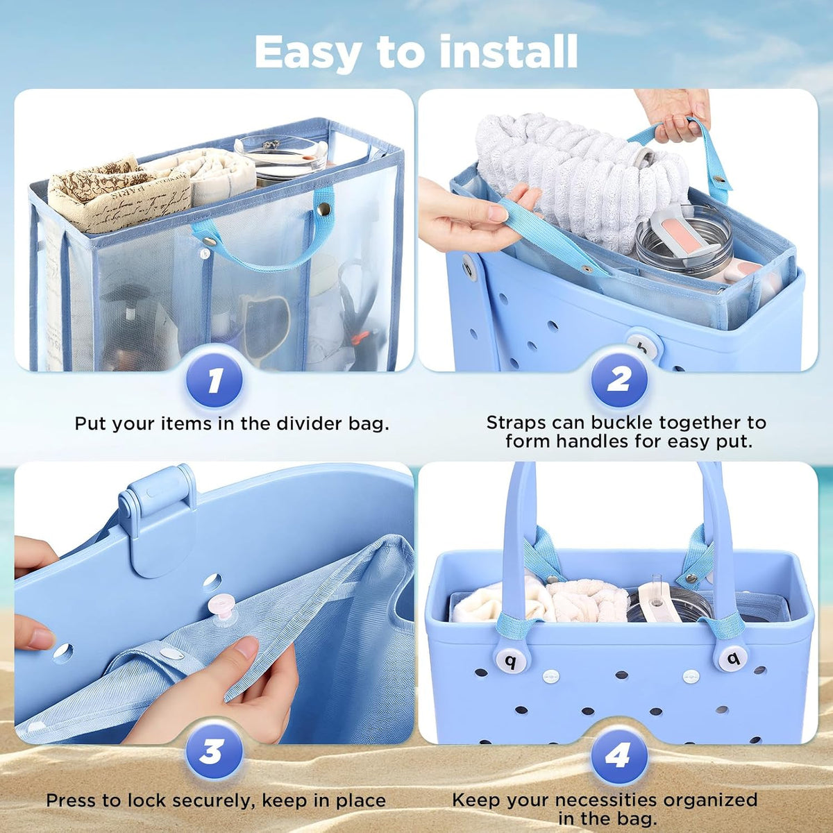 Beach Bag Organizer Insert Divider for Baby Bogg Bags Beach Tote