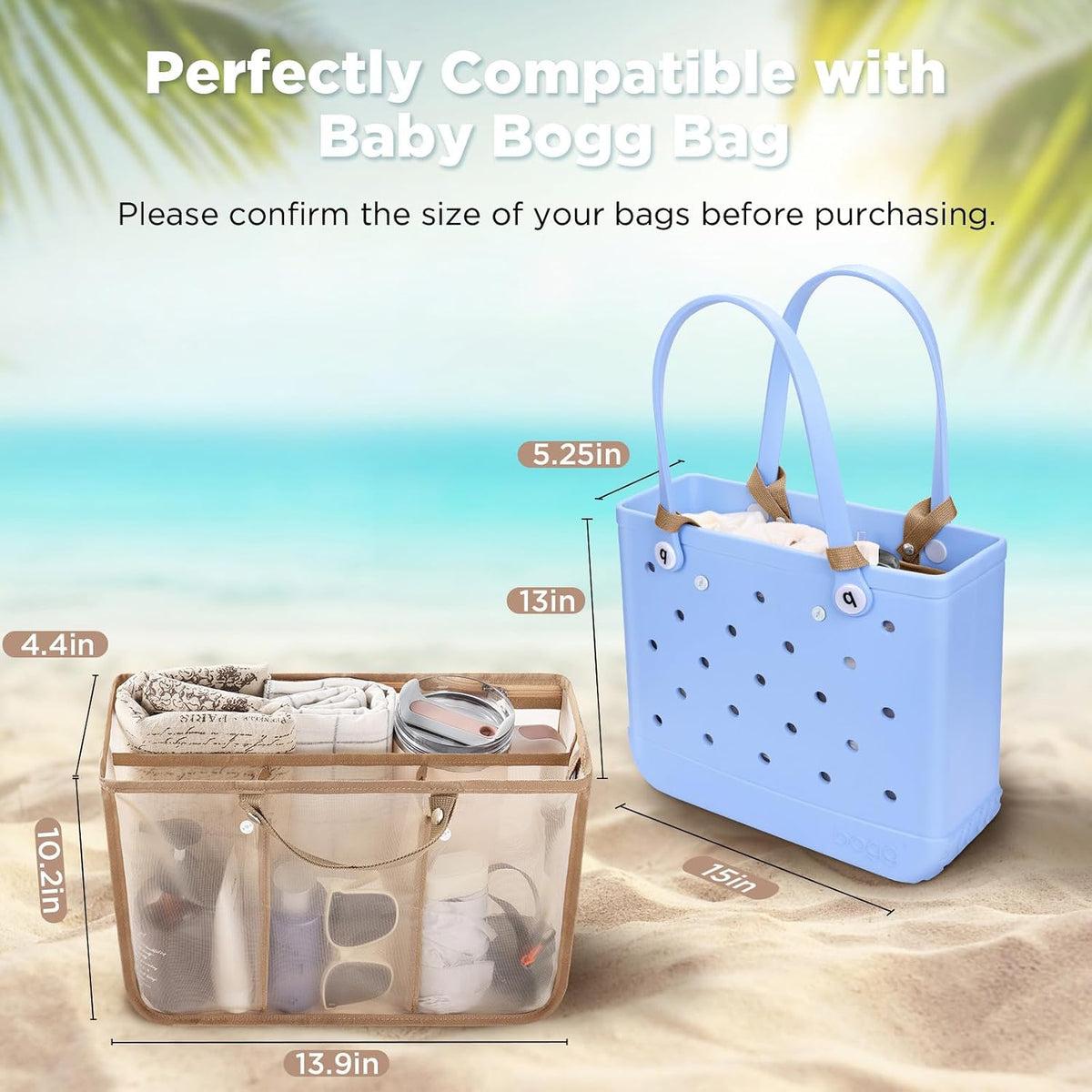 Beach Bag Organizer Insert Divider for Baby Bogg Bags Beach Tote