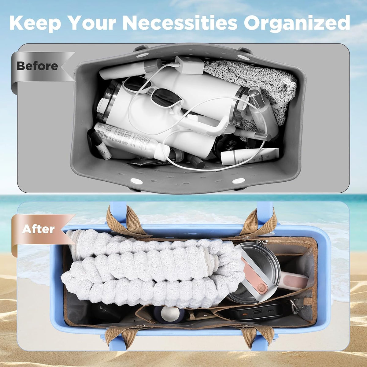 Beach Bag Organizer Insert Divider for Baby Bogg Bags Beach Tote