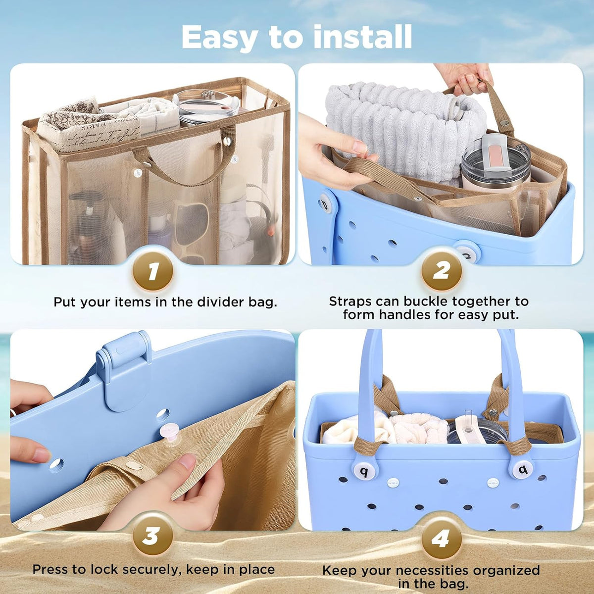 Beach Bag Organizer Insert Divider for Baby Bogg Bags Beach Tote