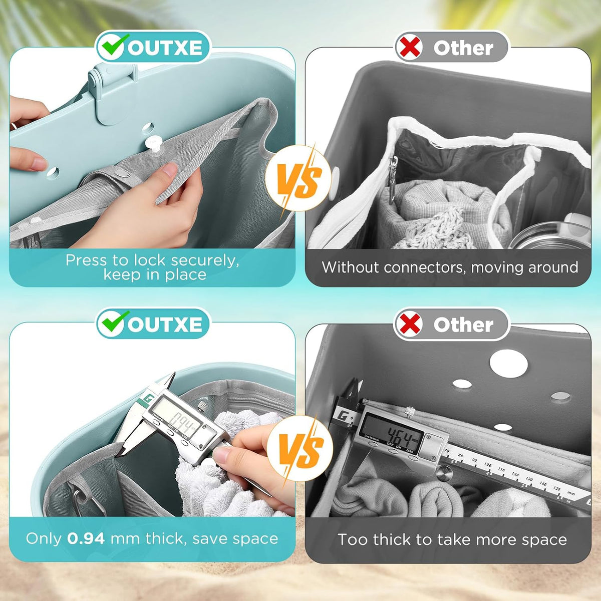 Beach Bag Organizer Insert Divider for Baby Bogg Bags Beach Tote