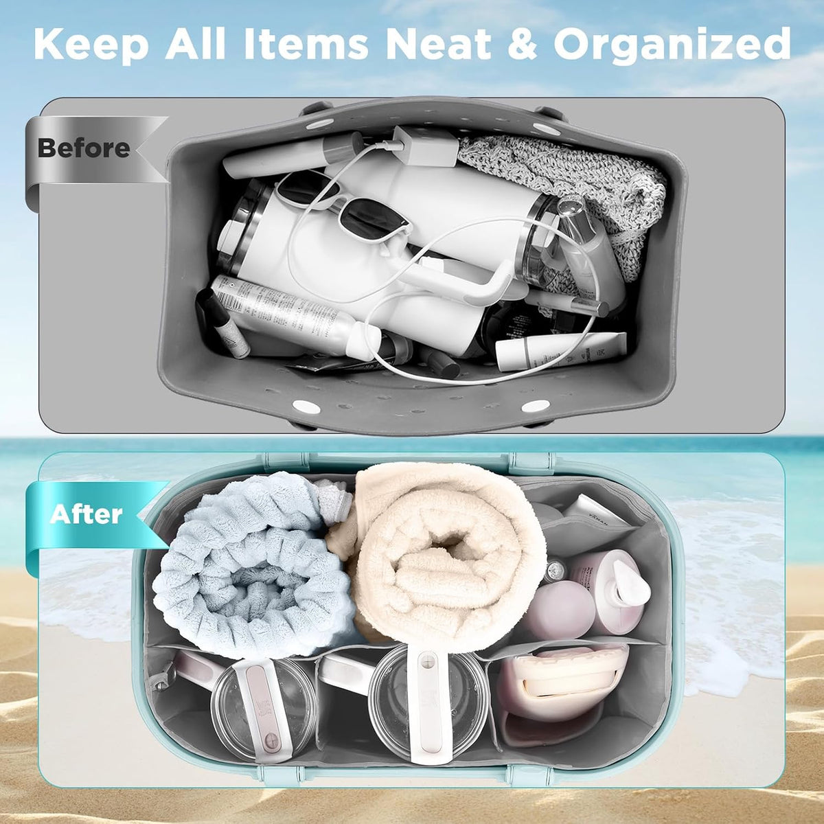 Beach Bag Organizer Insert Divider for Baby Bogg Bags Beach Tote