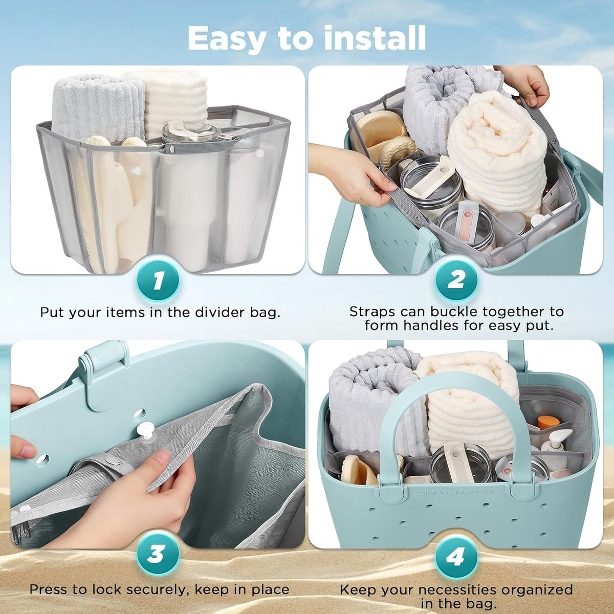 Beach Bag Organizer Insert Divider for Baby Bogg Bags Beach Tote