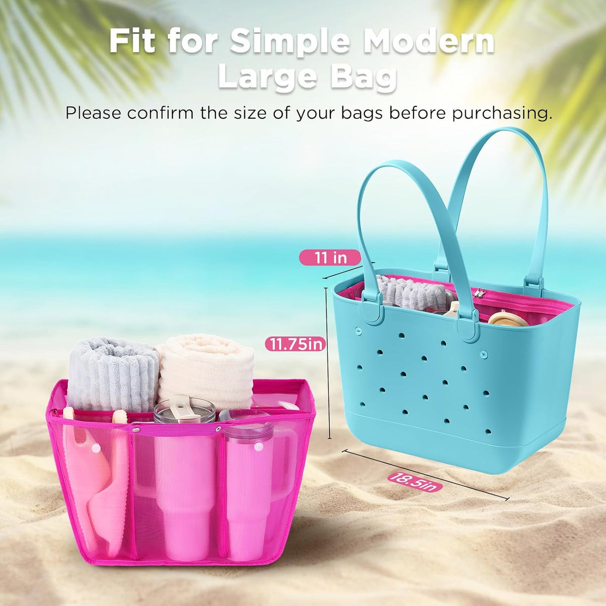 Beach Bag Organizer Insert Divider for Baby Bogg Bags Beach Tote