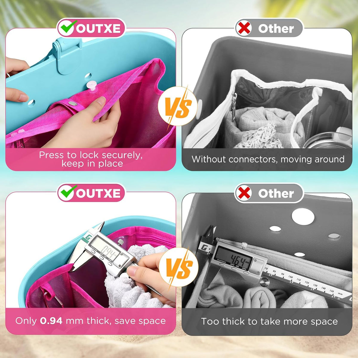 Beach Bag Organizer Insert Divider for Baby Bogg Bags Beach Tote