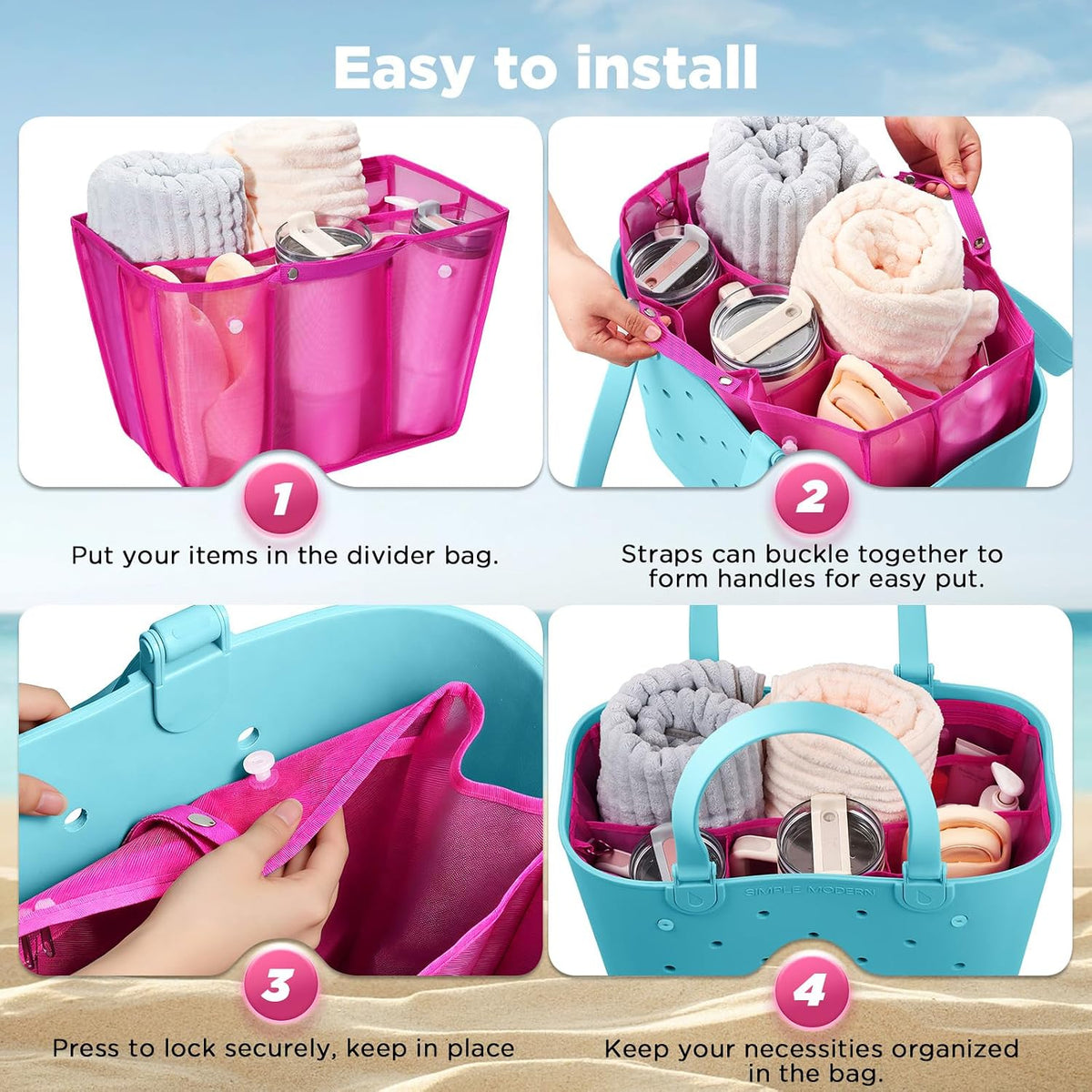 Beach Bag Organizer Insert Divider for Baby Bogg Bags Beach Tote