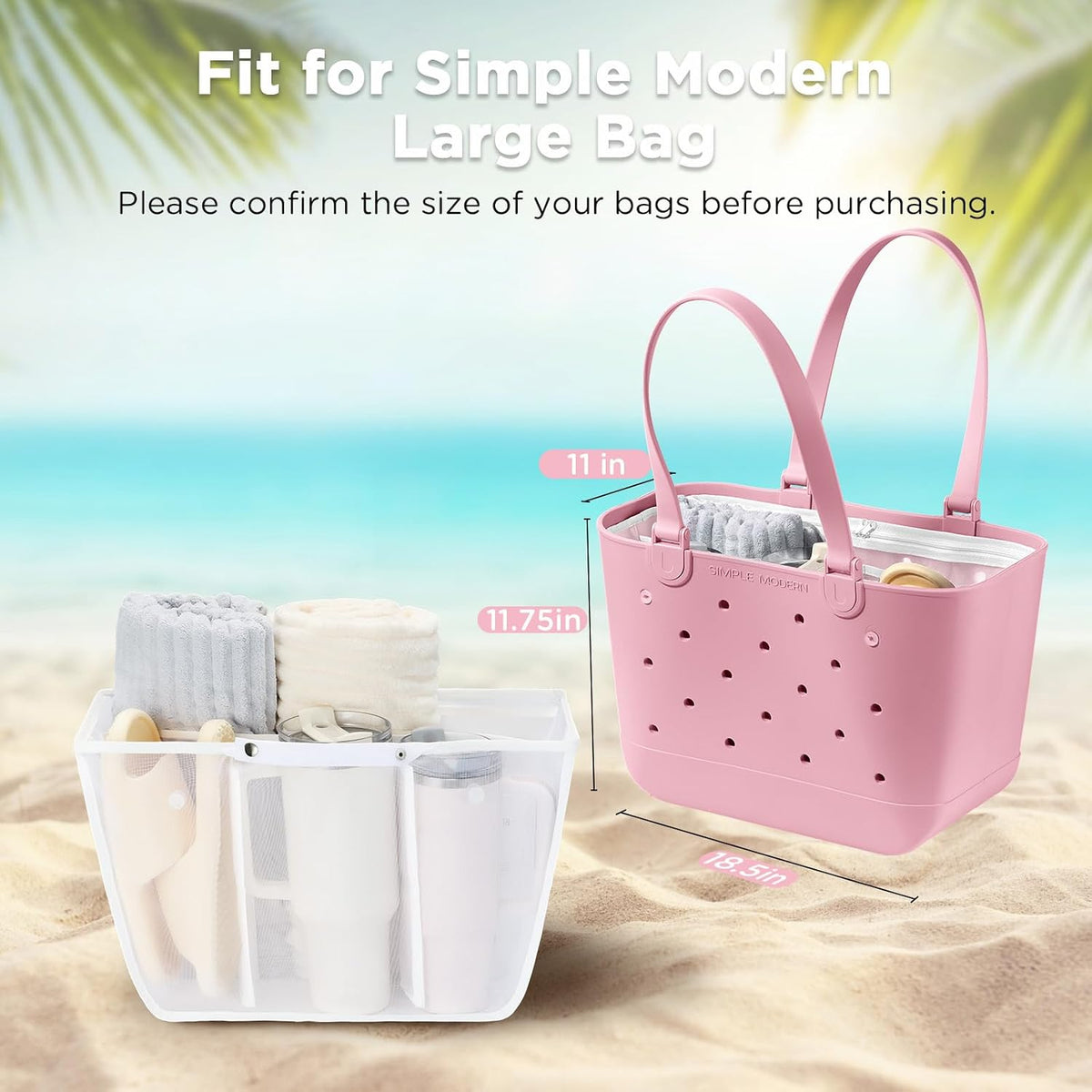 Beach Bag Organizer Insert Divider for Baby Bogg Bags Beach Tote