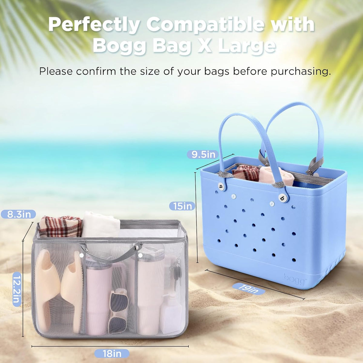 Beach Bag Organizer Insert Divider for Baby Bogg Bags Beach Tote