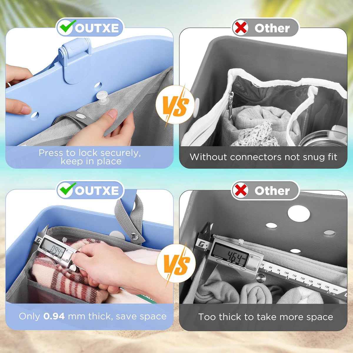Beach Bag Organizer Insert Divider for Baby Bogg Bags Beach Tote