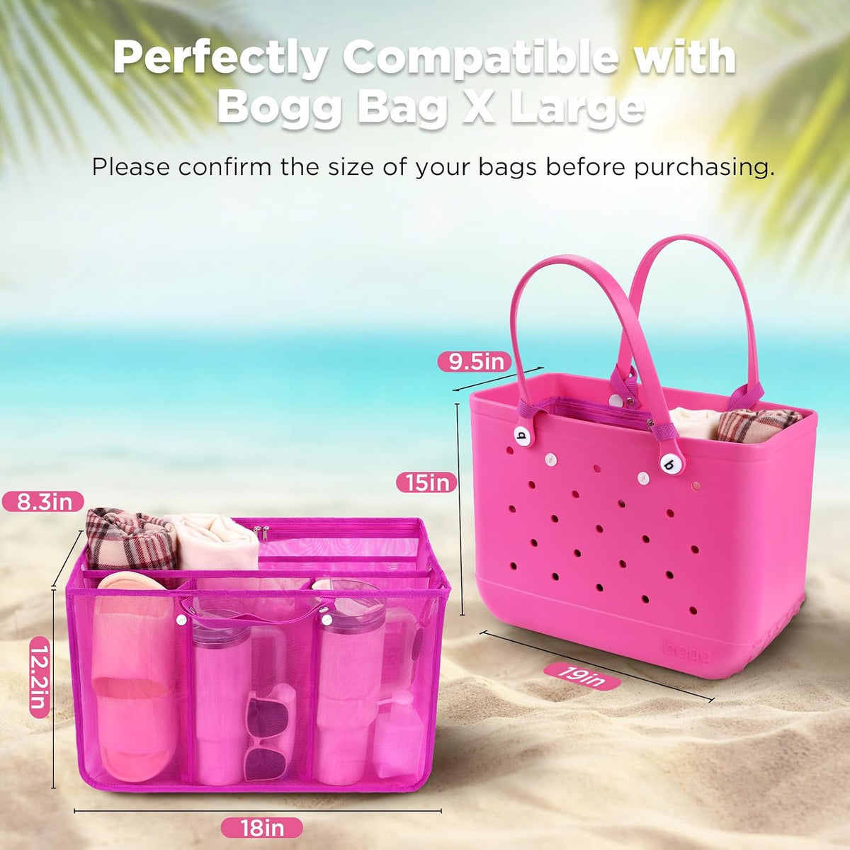 Beach Bag Organizer Insert Divider for Baby Bogg Bags Beach Tote