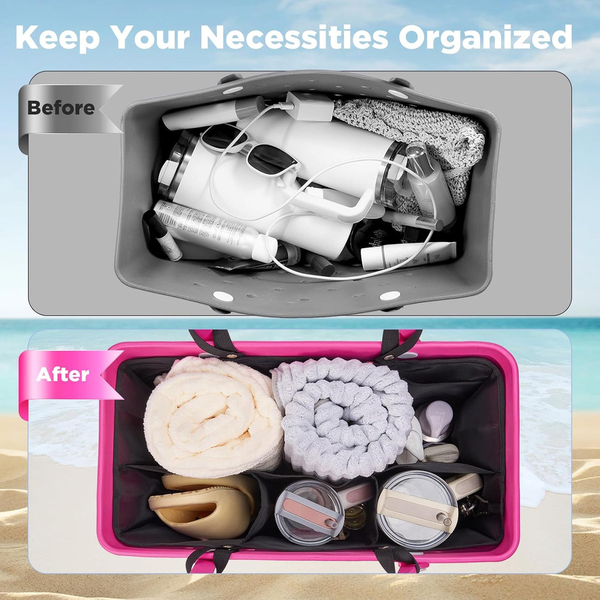 Beach Bag Organizer Insert Divider for Baby Bogg Bags Beach Tote