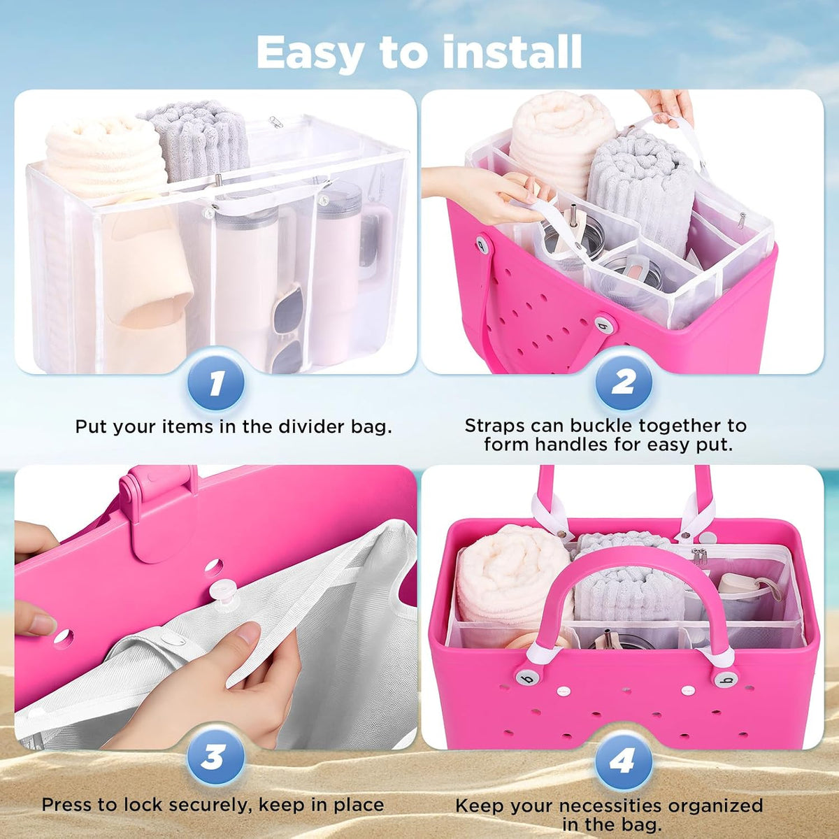 Beach Bag Organizer Insert Divider for Baby Bogg Bags Beach Tote